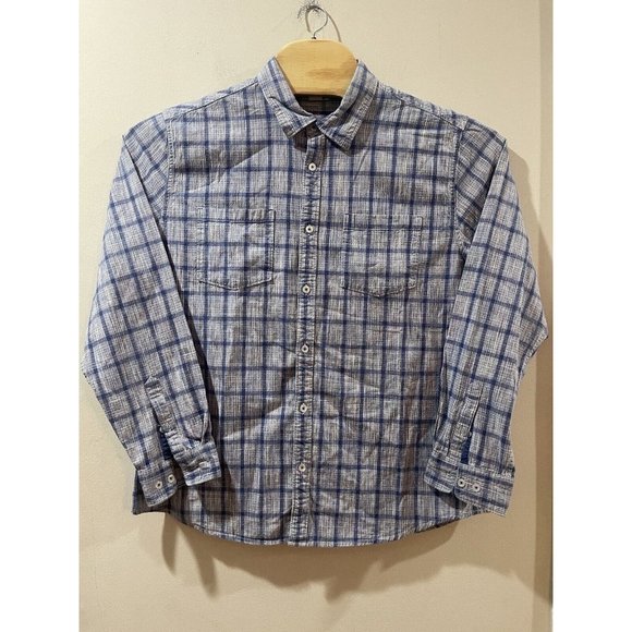 Carbon 2 Cobalt‎ Blue Plaid Button-down Long Sleeve Shirt SZ L - Picture 1 of 5